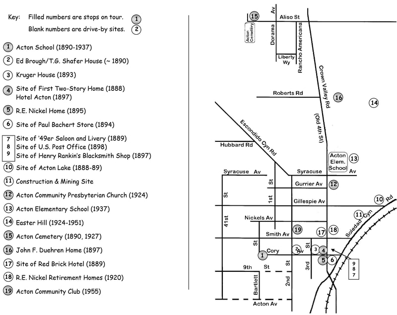 Tour Map of Acton Historical Sites